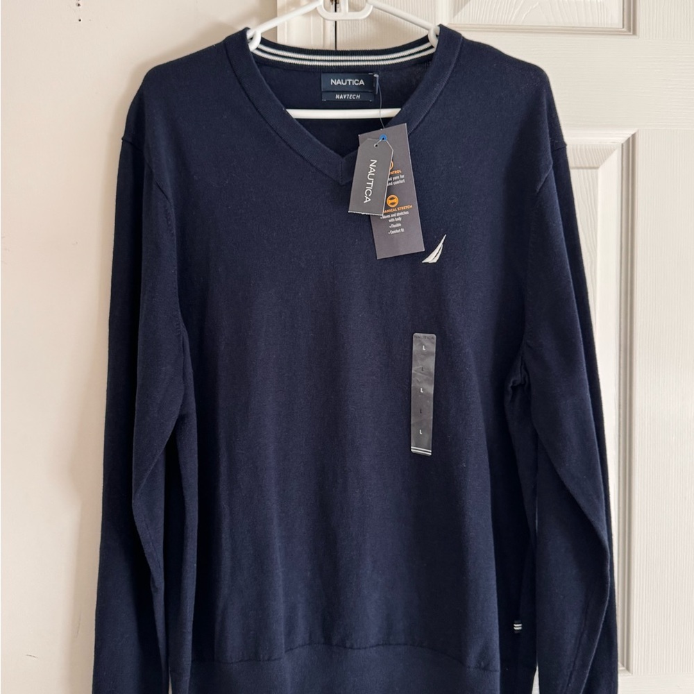 Nautica Men's Dark Blue V-Neck Sweater